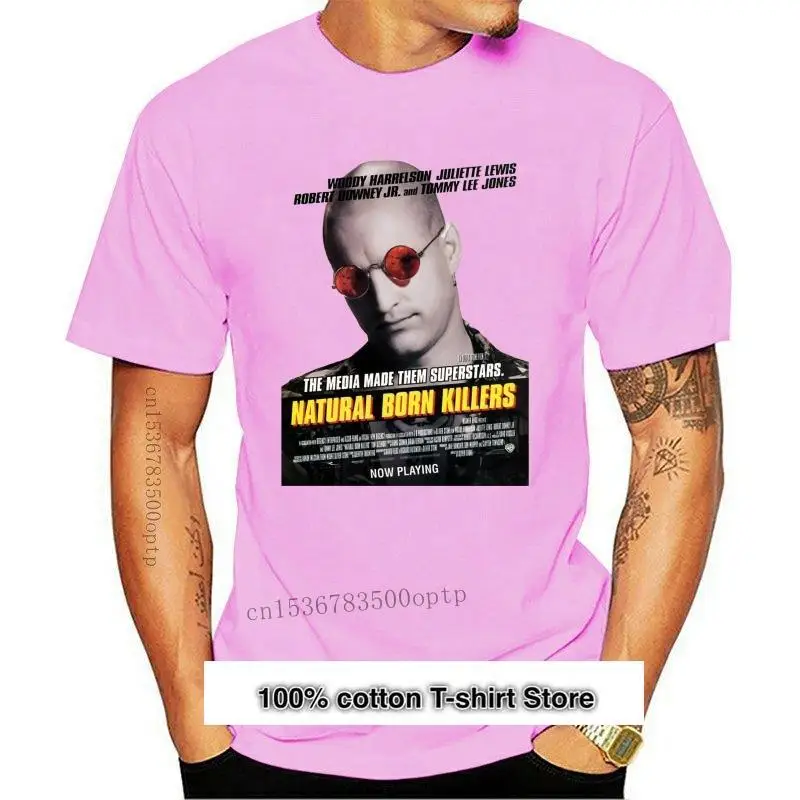 

Camiseta de algodón puro para hombres, camisa Retro de película de culto de Oliver Stone Tarantino, Born Killers New Natural, 63
