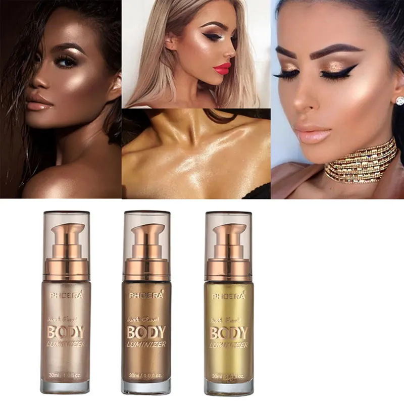 

3 Color Makeup Liquid Highlighter Cream For Face And Body Shimmer Make Up Liquid Brighten Professional Cosmetic Illuminator