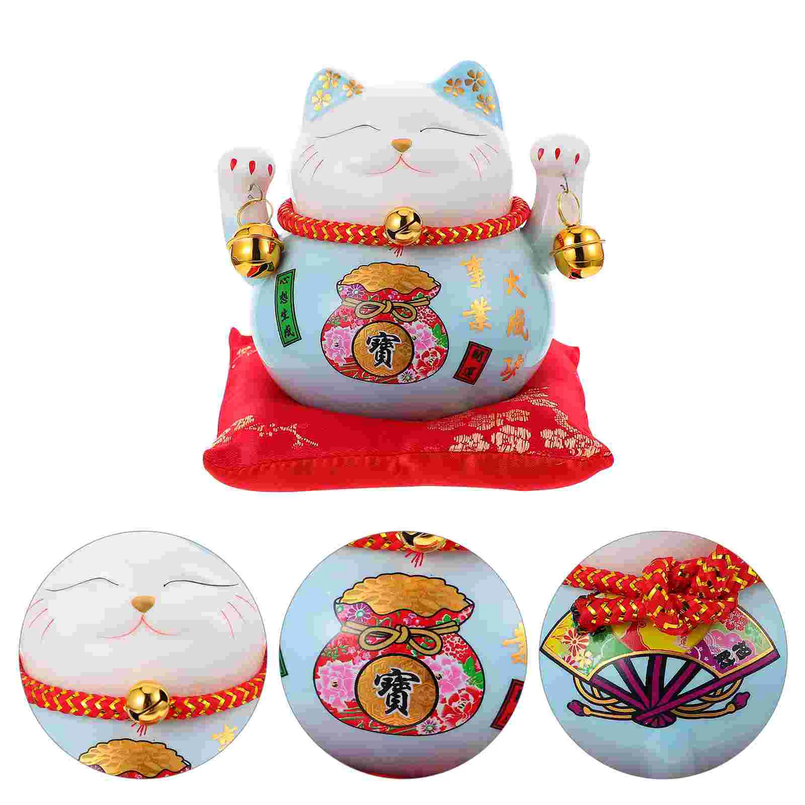 

Cat Bank Piggy Money Coin Maneki Ceramic Figurine Neko Box Fortune Statue Saving Pot Waving Chinese Japanese Ornament Porcelain
