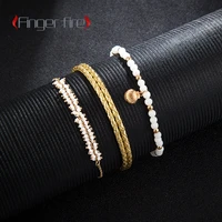 fashion unique alloy rice beads tassel shell 3 set anklets beach party travel anniversary delicate jewelry