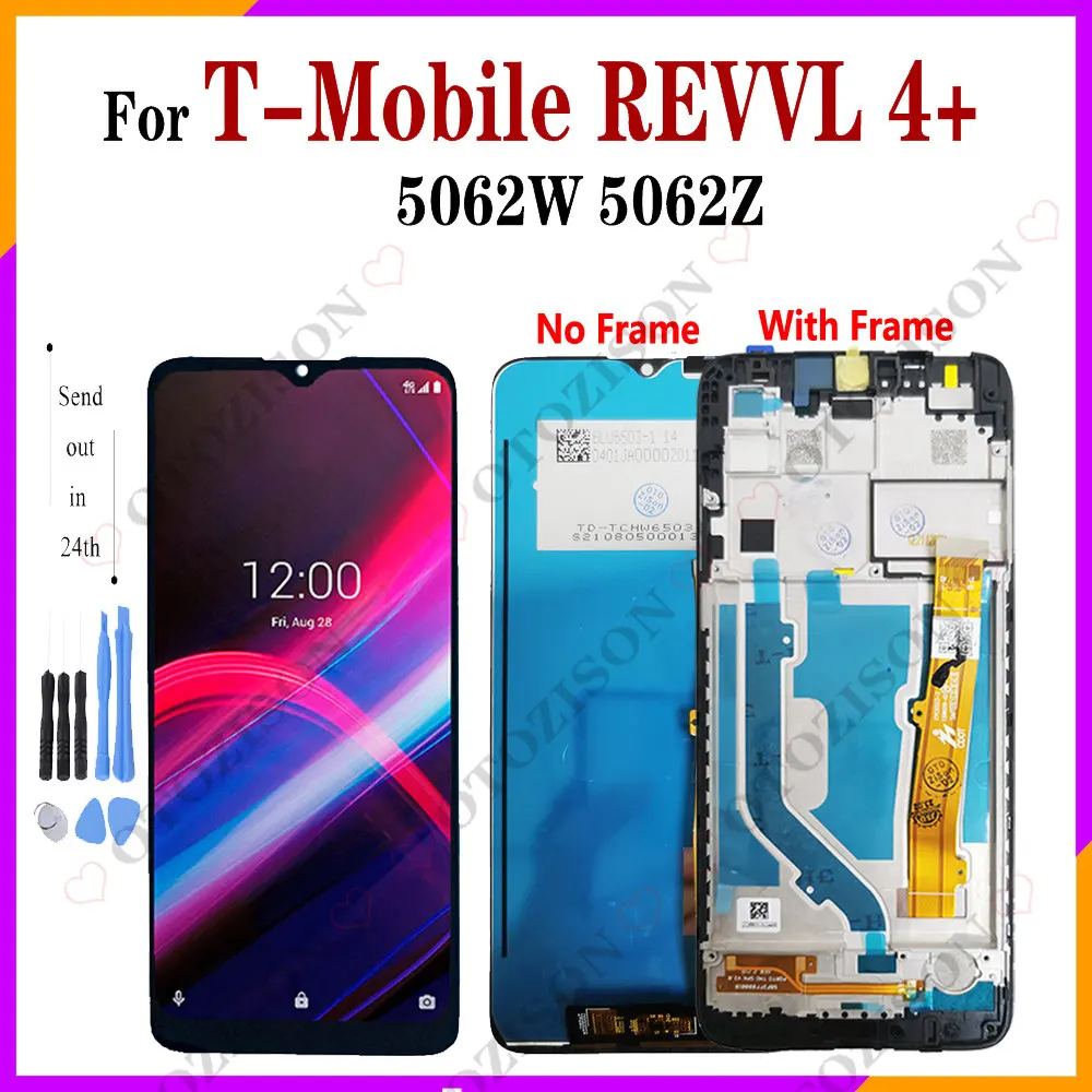 Дисплей 6,52 дюйма для T-Mobile REVVL 4 +, ЖК-дисплей с рамкой 5062 Вт, 5062Z, сенсорная панель, экран с дигитайзером в сборе, сменный REVVL 4 Plus