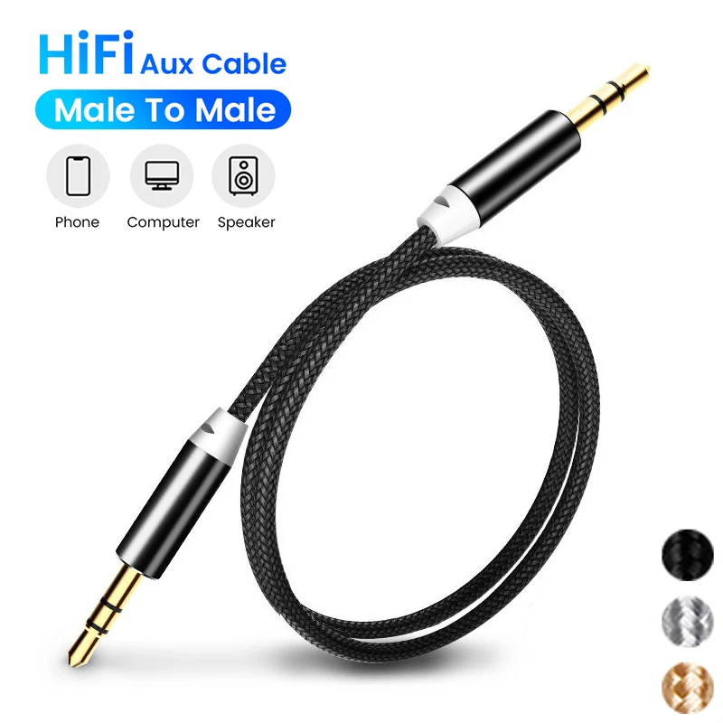 

Aux Cable Speaker Wire 3.5mm Jack Male to Male Audio Extension Cord For iphone Xiaomi Redmi Realme Oneplus Car Headphone Adapter