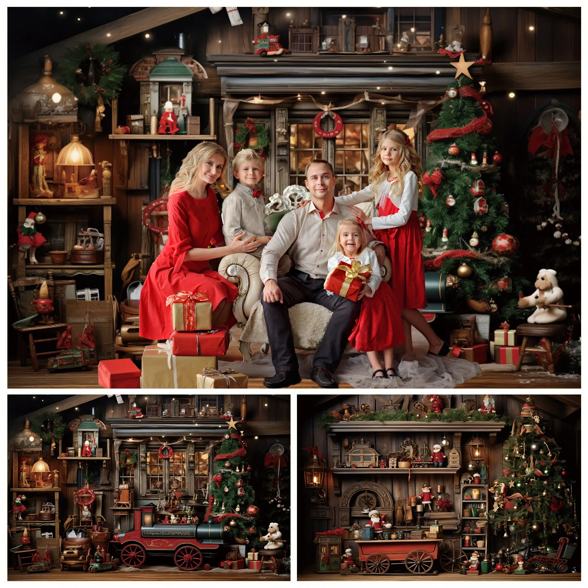 Рождественский винтажный складской фон для фотосъемки