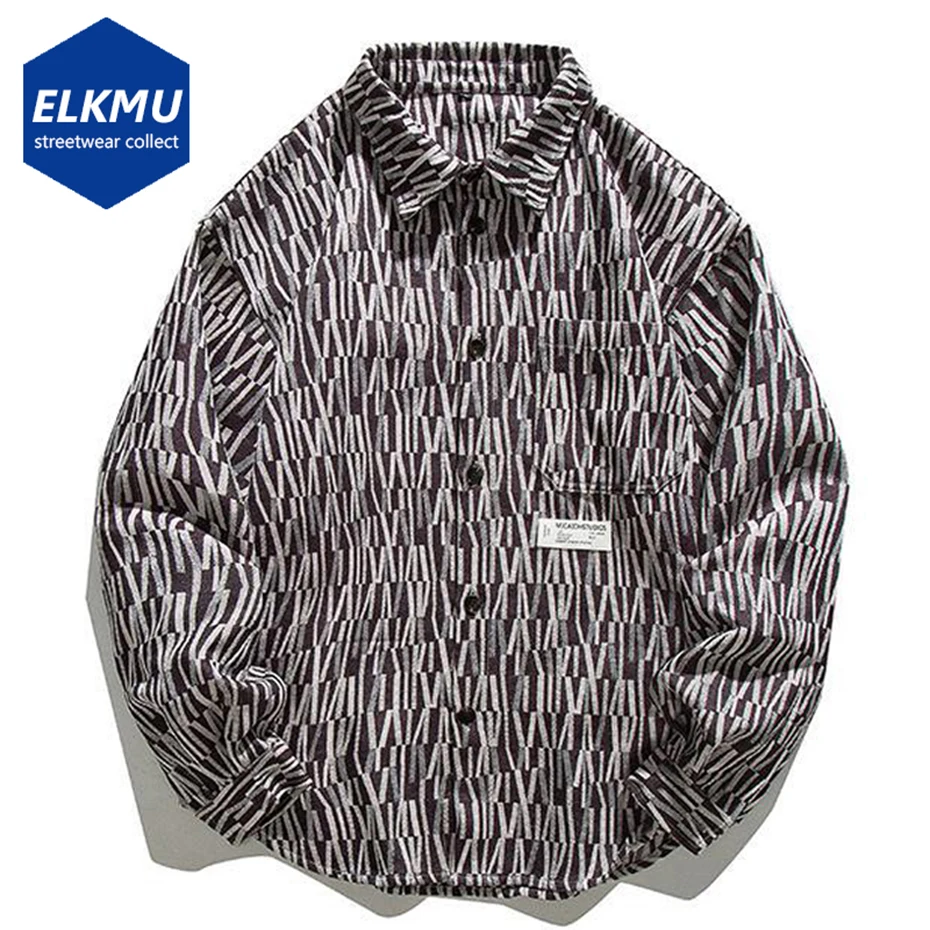 

Vintage Winter Button Shirts Men Knitted Thick Shirts Harajuku Oversized Hip Hop Shirts Shirts Y2K Clothes for Male