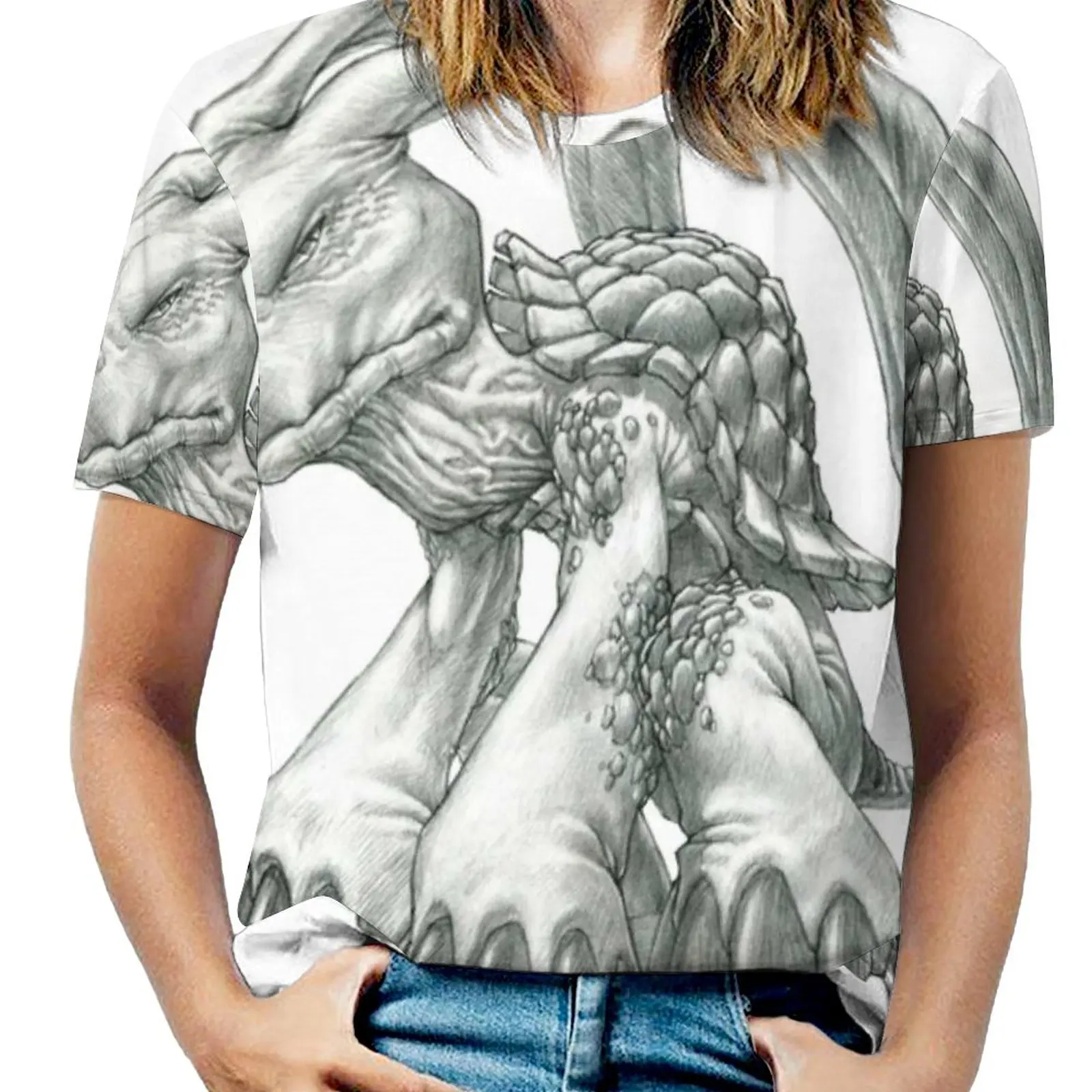 

The Malaysian Rabbit-Eared Tortoise Women T-Shirt Crewneck Casual Short Sleeve Tops Summer Tees Trashcanimals Conceptart