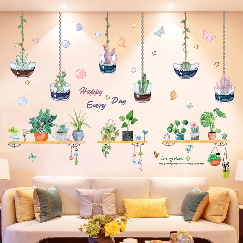 

Potted Plant Wall Stickers DIY Pot Culture Wall Decals for Living Room Bedroom Kitchen Nursery Home Decoration Accessories