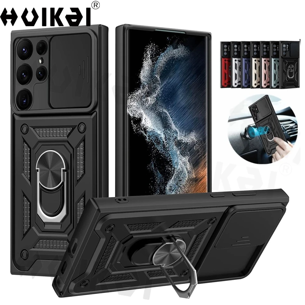 

Magnetic Ring Kickstand Camera Case for Samsung Galaxy S22 Ultra S21 FE S20 Note 20 Ultra A14 A53 A73 Shockproof Protective Cove
