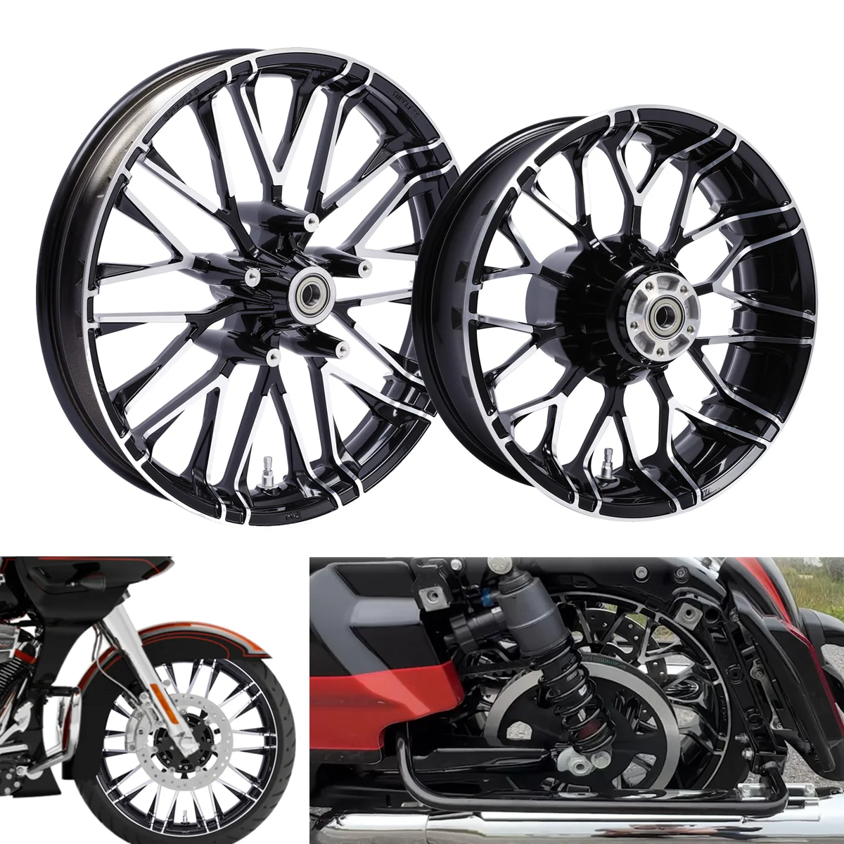 

Motorcycle 19'' or 21" Front & 18" Rear Wheel Rims For Harley Touring Street Road King Electra Glide Road Glide 2008-2023 18 ABS