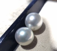 high end pair of 13 14mm natural south sea genuine white round best luster jewelry loose pearl natural loose gemstones