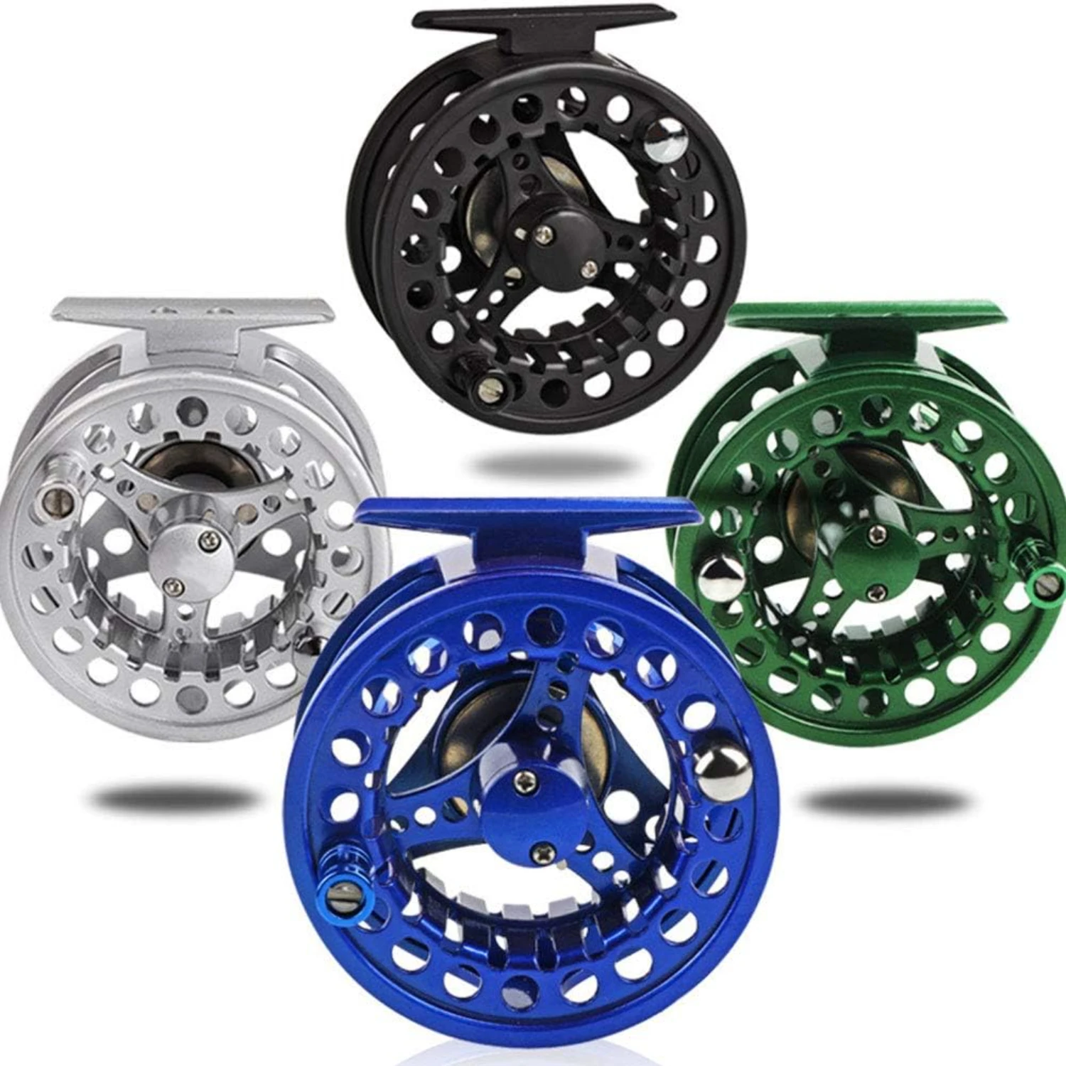 Durable High-Quality Blue Red Black and Silver Aluminum Alloy Fly Fishing Reel - Excellent Choice for Ice with Left a