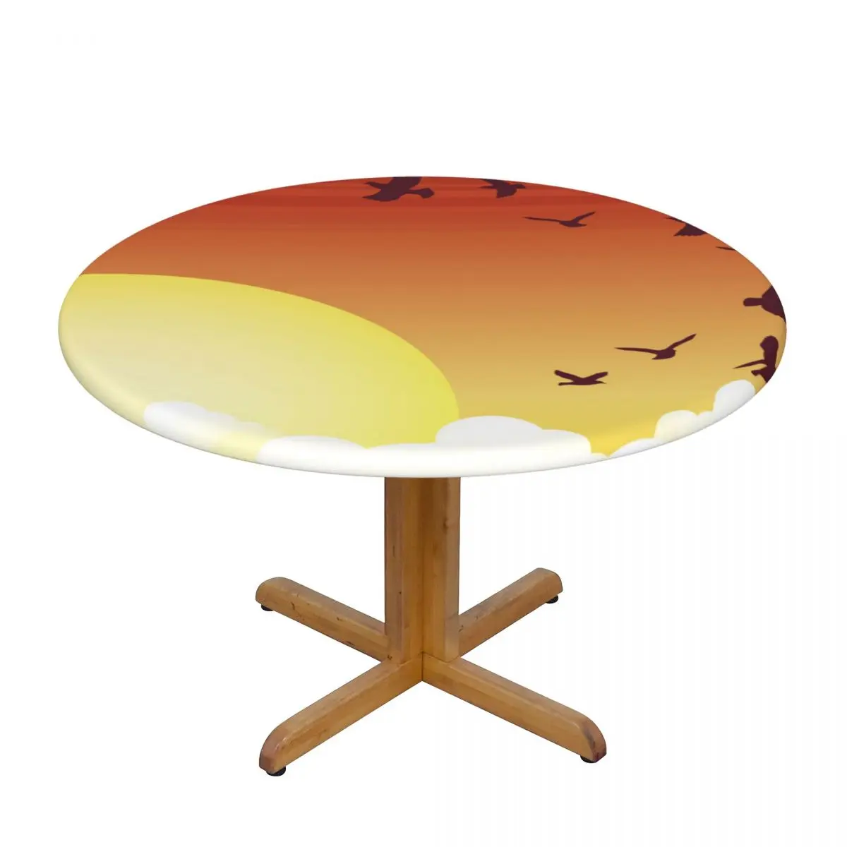

Modern Round Table Cover Stretch Tablecloths Flying Bird Home Decorative Table Cloth
