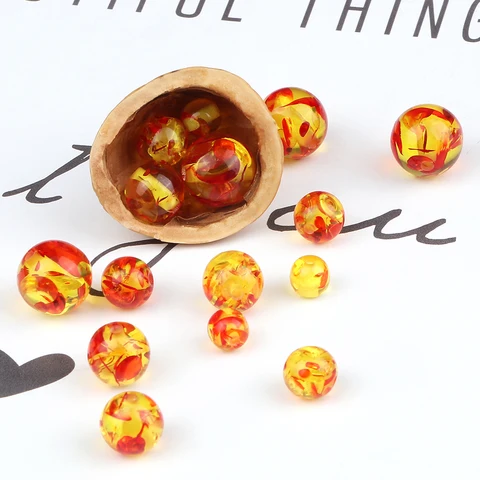 Янтарные круглые бусины из камня 6/8/10/12 мм 100 шт