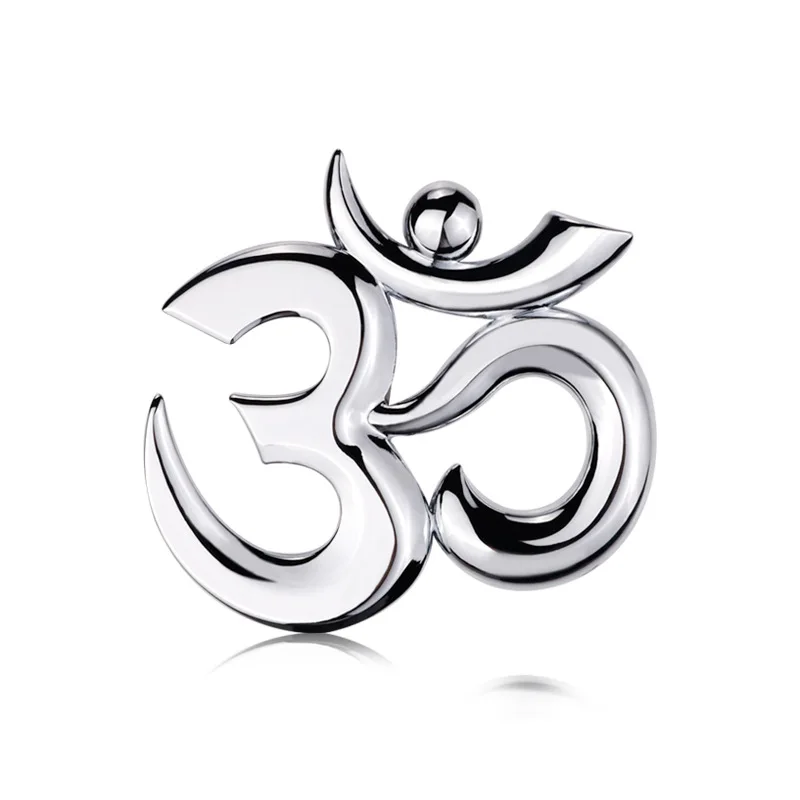 

Wholesale 5 PCS 3D Metal Aum Om Yoga Sign Car Sticker Auto Emblem Mantra Badge Black Chrome Decor Car Accessories Styling