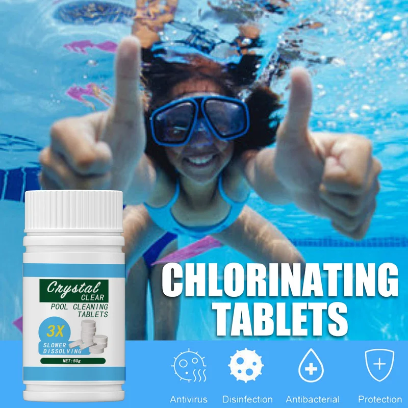 

100 Tablets Swimming Pool Cleaning Tablets Purify Water Disinfect Chlorine Tablets Instant Effervescent Foaming Cleaners Tub Spa