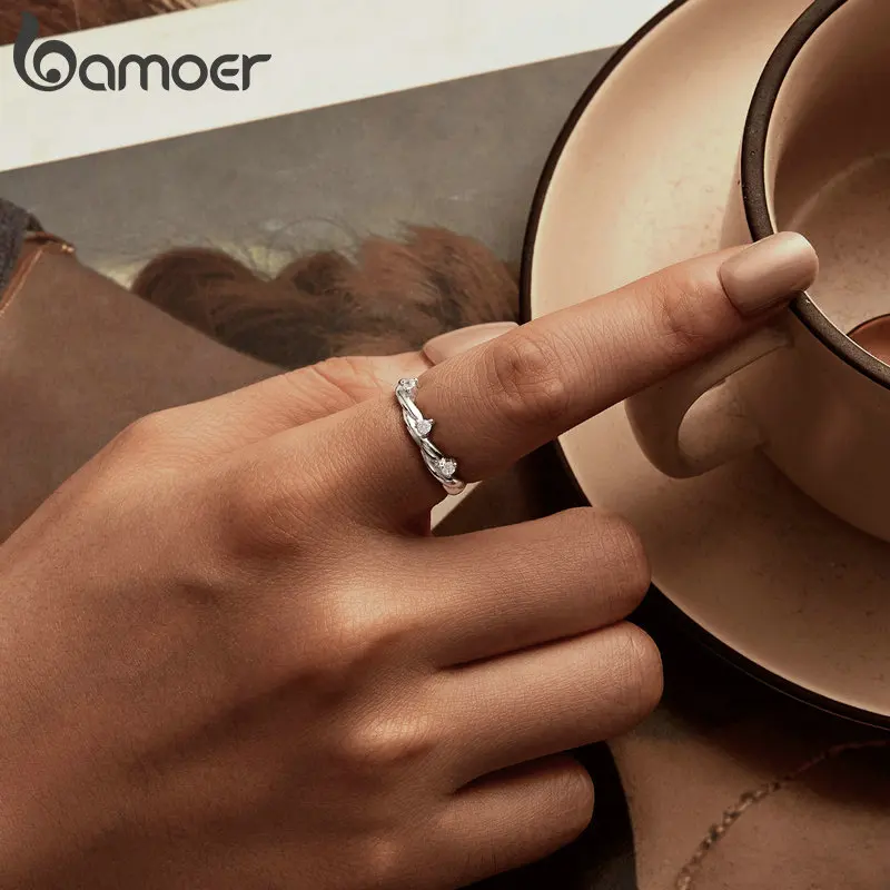 Новинка 2024 обручальное кольцо BAMOER из стерлингового серебра 925 пробы для женщин с