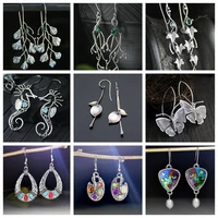 new forest leaf shape hook earrings for women vintage wire wrapped earrings female wedding party jewelry