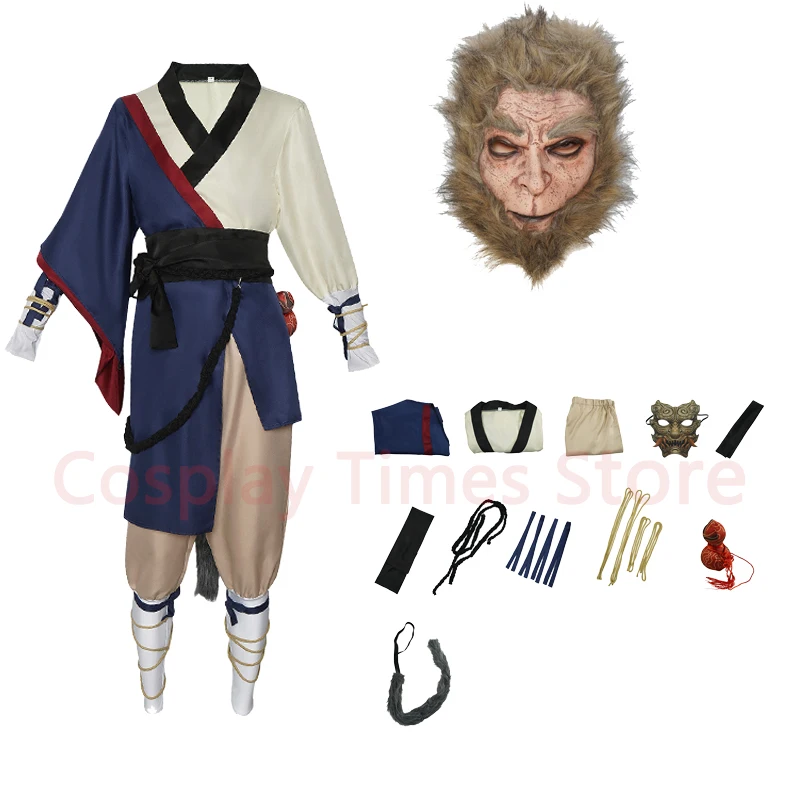 Хэллоуин Косплей Черный миф Wu Kong костюмы Обезьяна Король Wukong игра костюм для