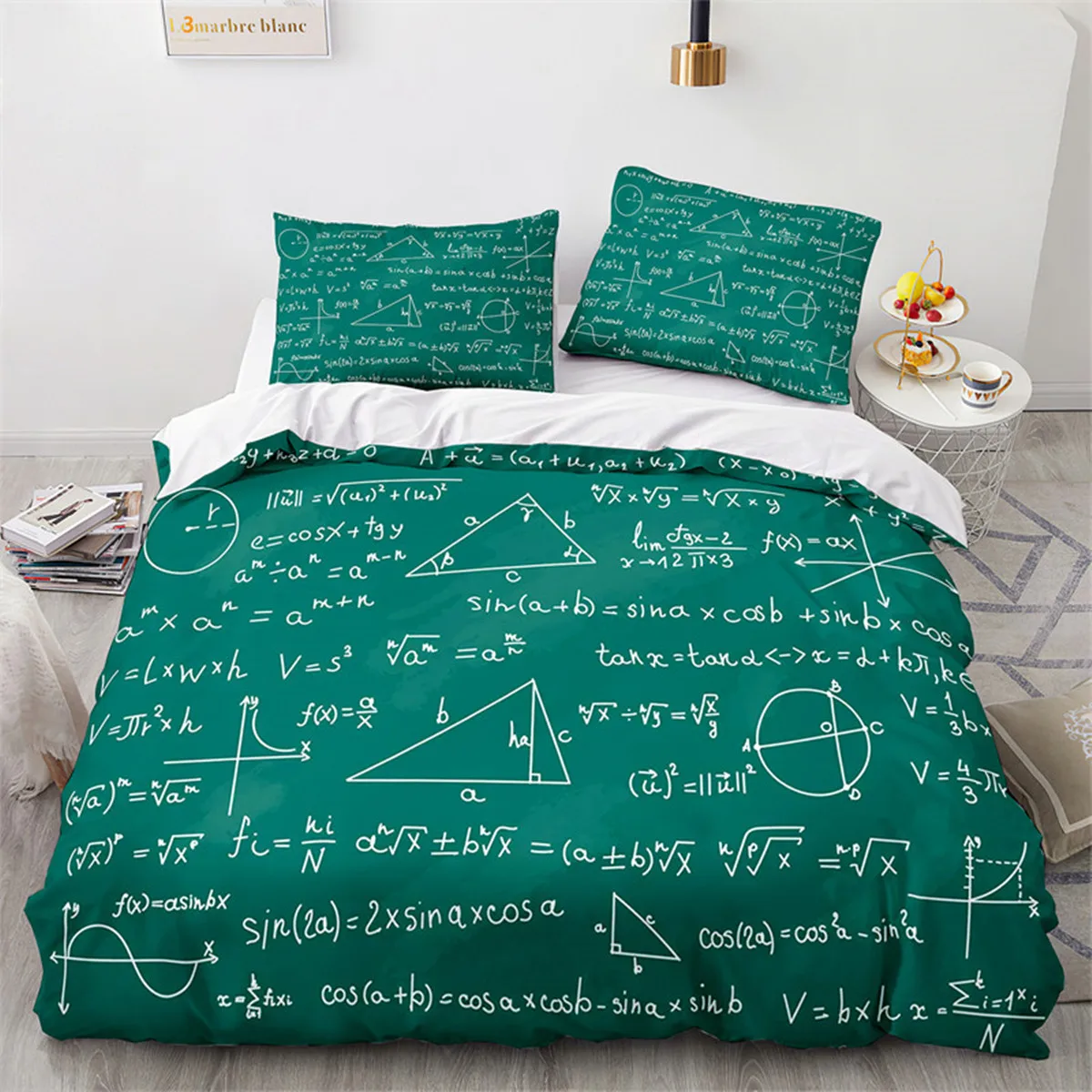 

Math Equation Microfiber Science Chemistry Geometry Mathematics Formula Pattern Duvet Cover for Kid Student Bedroom Decoration