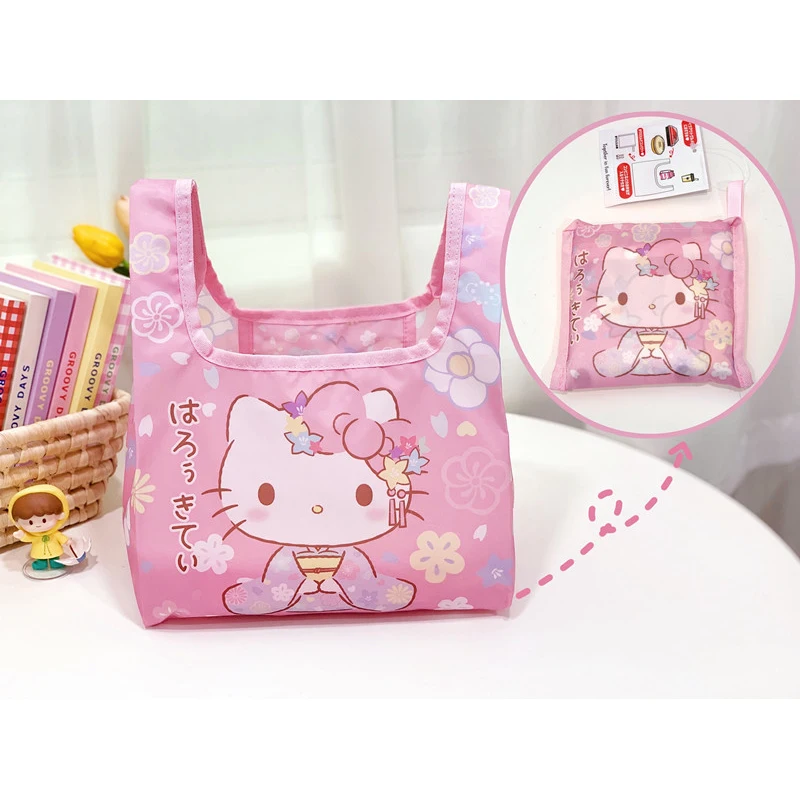 Kawaii Sanriod Anime Melody Kuromi Cinnamoroll Tote Bag Reusable Foldable Shopping Bag Cartoon Portable Lunch Bag Handbags Gift images - 6