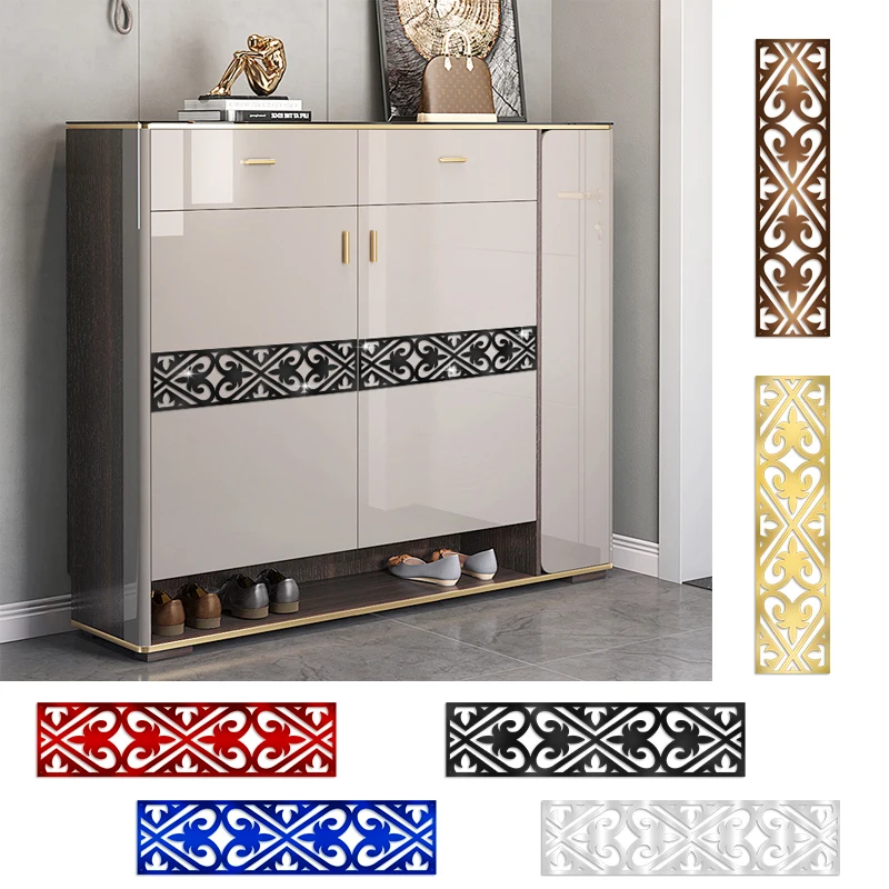 

6pcs 3D Acrylic Mirror Surface Diagonal Stickers Wardrobe Grass Waistline Home Decor Art Mural Peel Stick Wall Decals