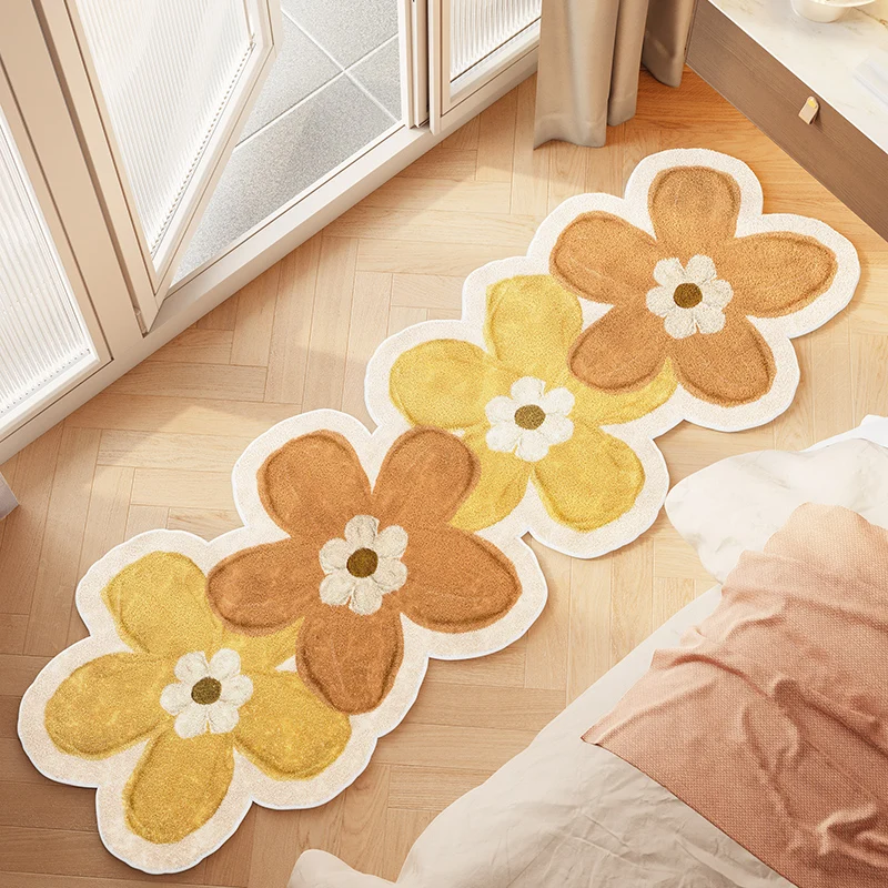 

Floral Irregular Living Room Decorative Carpets Comfortable Soft Bedroom Bedside Carpet Non-slip Cloakroom Rug Balcony Rugs 양탄자