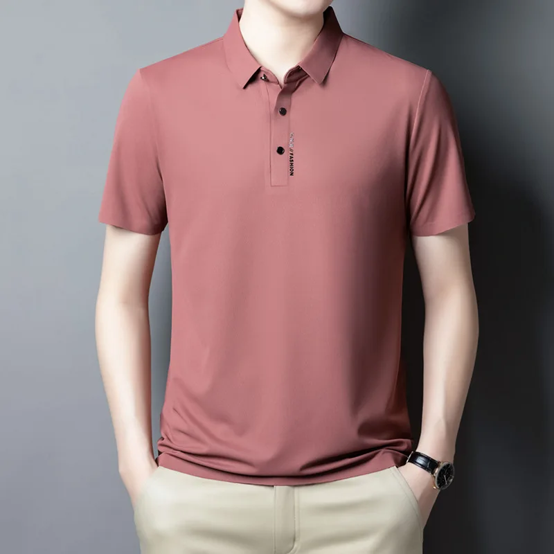 

Summer Solid Color Polo Collar Short-Sleeved T-shirt, Casual Business High-End Ice Silk Men's Polo Shirt