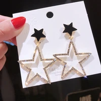 925personality exaggerated five pointed star ear nail female korean temperament long paragraph pendant wild personality earrings