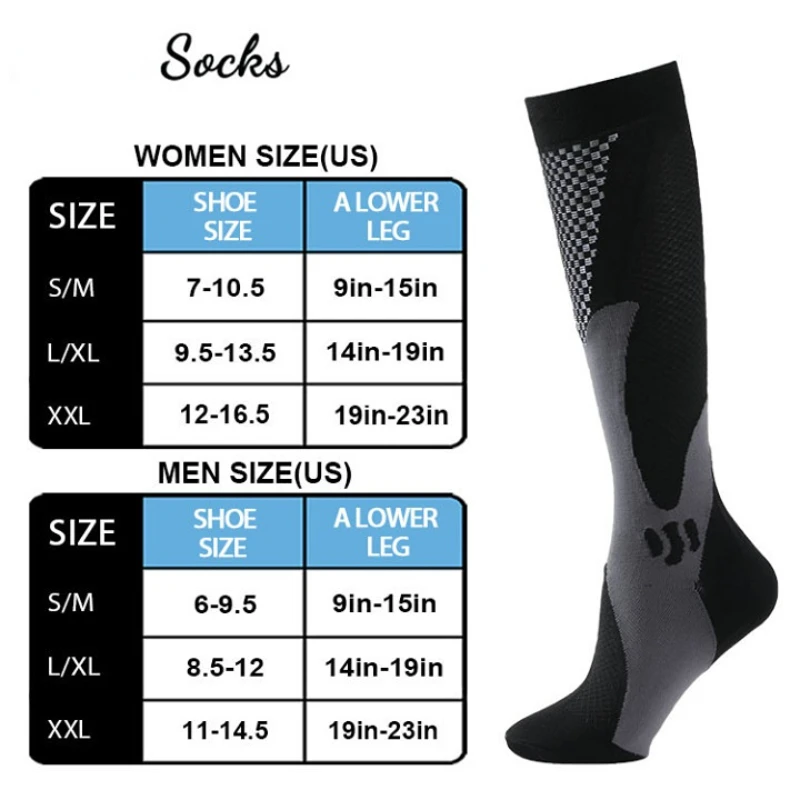 New Men Women Compression Stockings Nylon Sports Socks Football Stockings To Avoid Varicose Veins Wearable In All Seasons Yoga