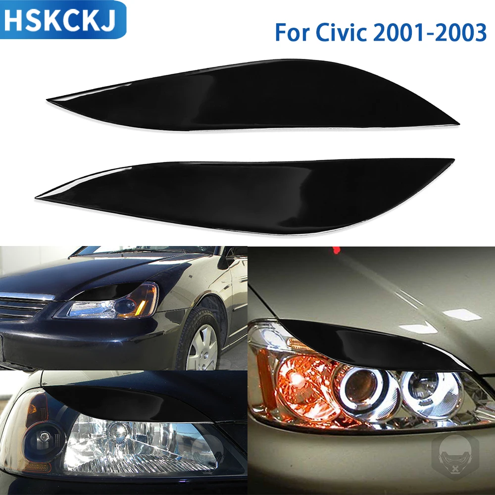 

Аксессуары для Honda Civic 2001, 2002, 2003, автомобильная черная пластиковая лампа, декоративная наклейка для бровей