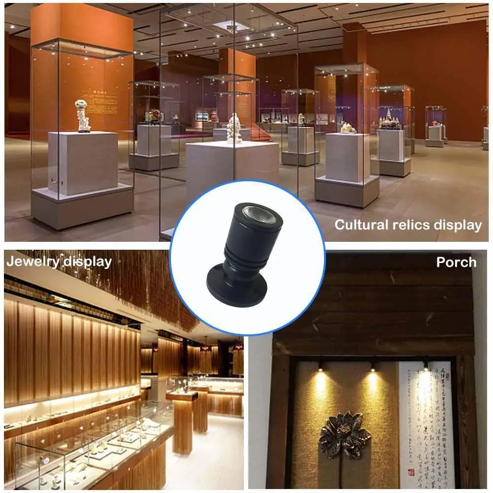 

4IN1 360° Angle LED Mini Spotlight Jewelry Display Driver With Cabinet Light UK AC12V H3Q1