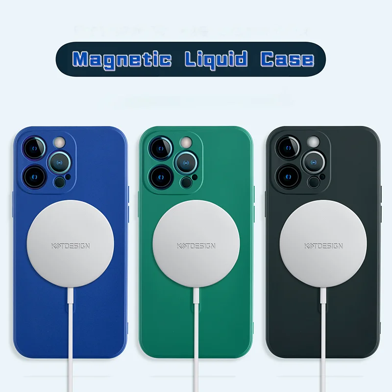 Магнитный чехол из жидкого силикона для iPhone 11 13 12 Pro Max Mini X Xs XR магнитная задняя