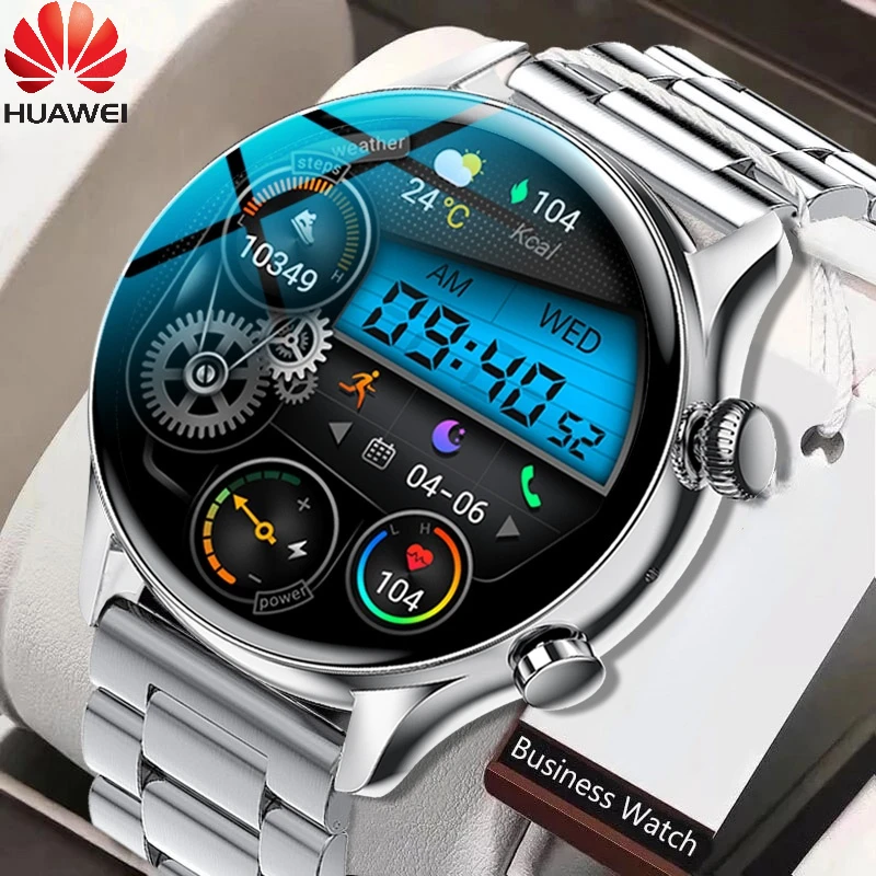 

Смарт-часы Huawei NFC с Bluetooth, мужские Смарт-часы с AMOLED HD экраном, всегда отображают время, пользовательский циферблат, роскошные мужские Смарт-ча...