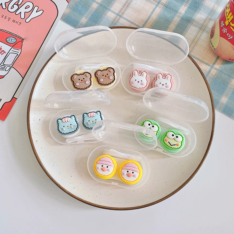 

1PCS Cute Animal Color Contact Lenses Box Travel Cartoon Women Contact Lense Container Case Cute Colored Contacts Lens Kit Case