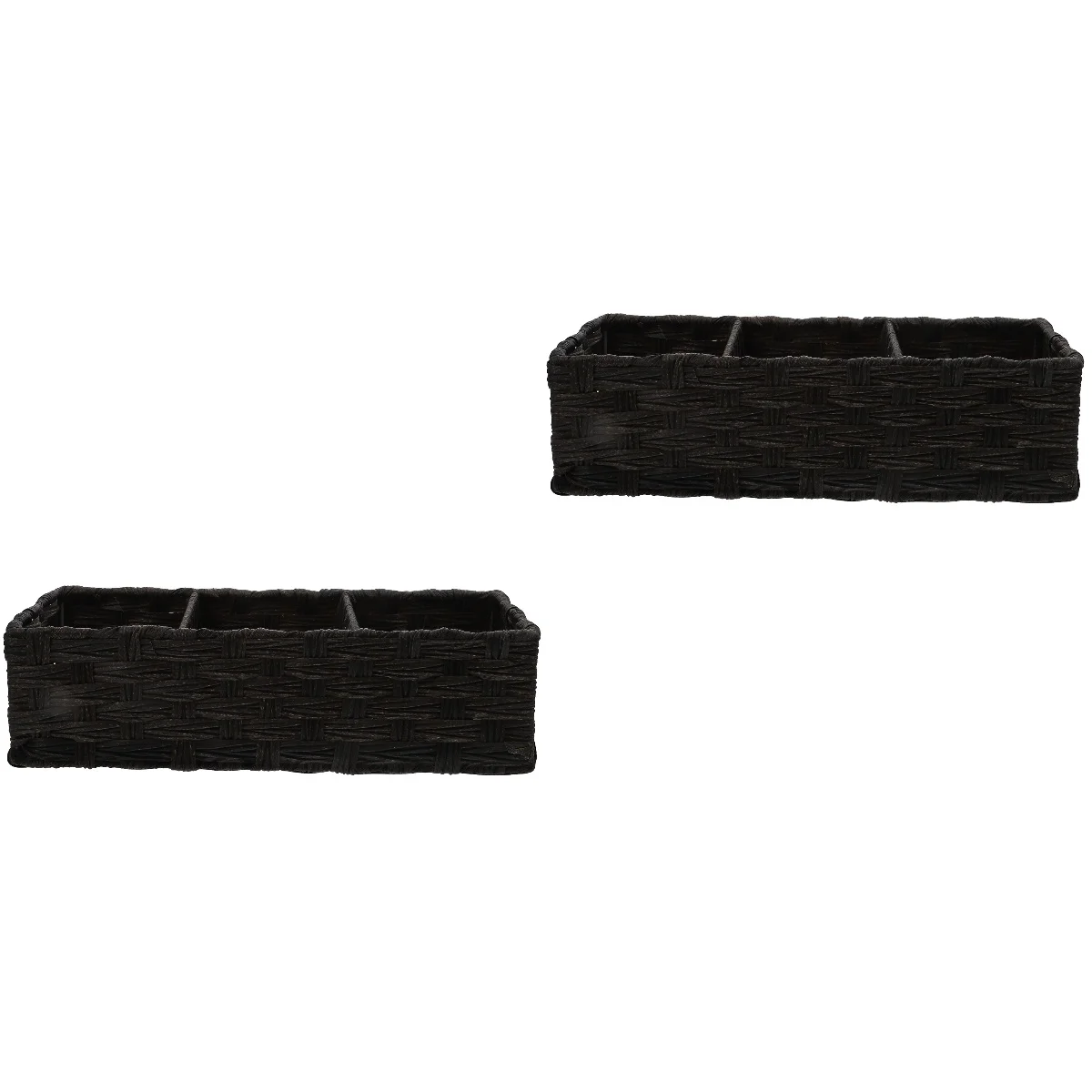 

2 Pc Straw Storage Box Black Home Decor Versatile Case Study Room Accessory Basket Iron Household Container