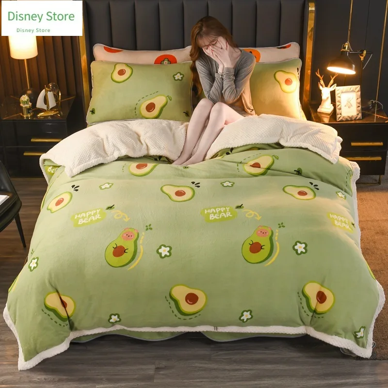 

21Milk Velvet Winter Thick Warm Warm Quilt Cover Beibei Cashmere Lamb Sable Fala Coral Crystal Velvet Single Double Quilt Covers