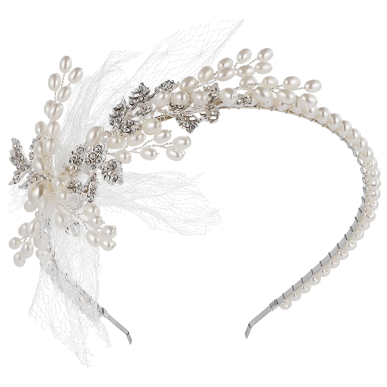 Womens Scrunchiess Headpiece Bride Silver Hair Accessories Bride Headband Brides Crystal Headpiece