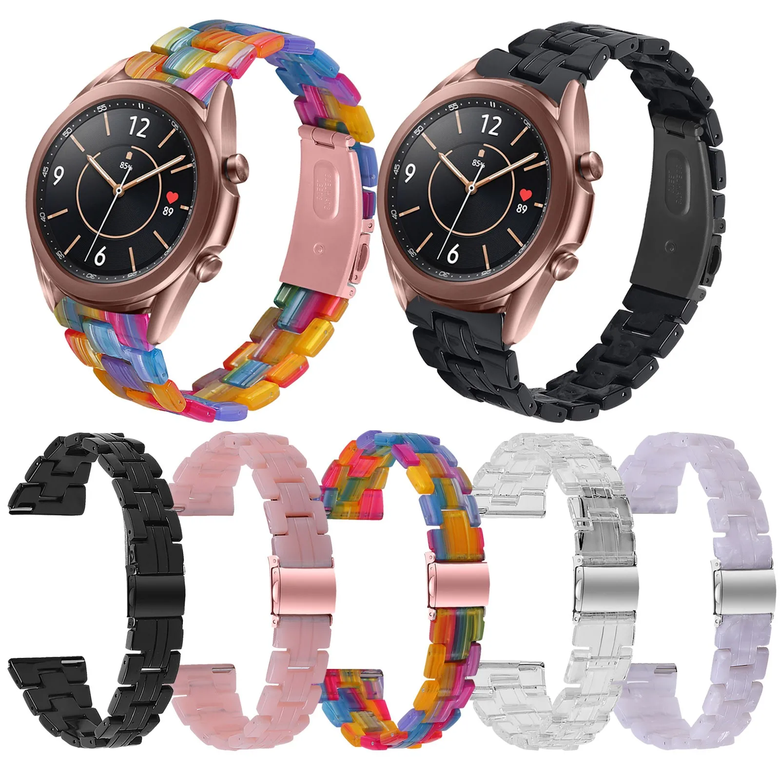 

Bracelet Colorful Replace Support Accessories Compatible For Galaxy Watch 4 46 Mm 22 Mm Colourful Resin Replacement Strap
