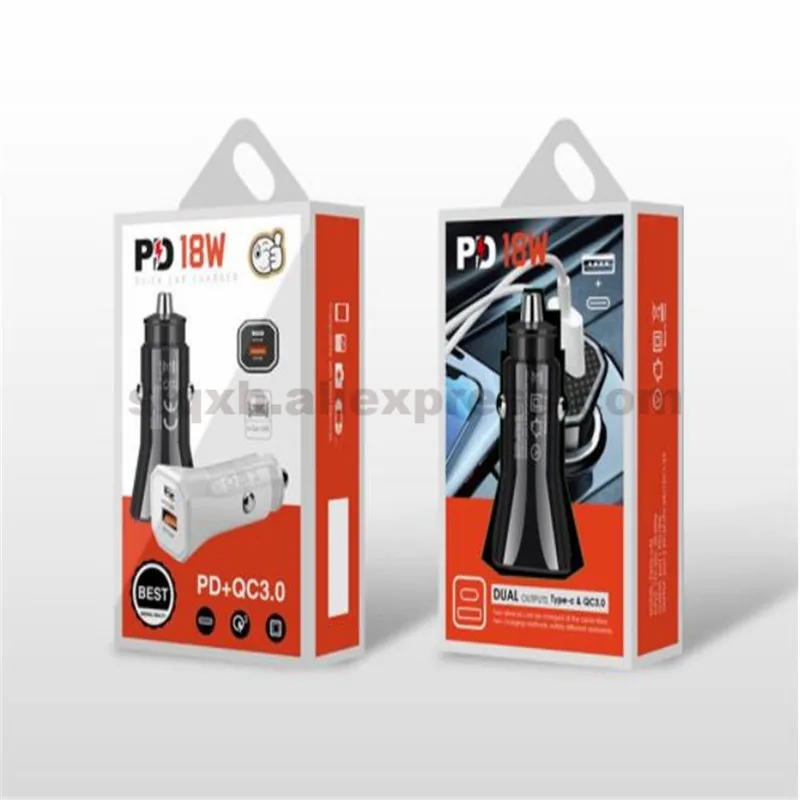 

Зарядное устройство Автомобильное с 2 портами USB Type-C и PD 18 Вт, 20 шт.