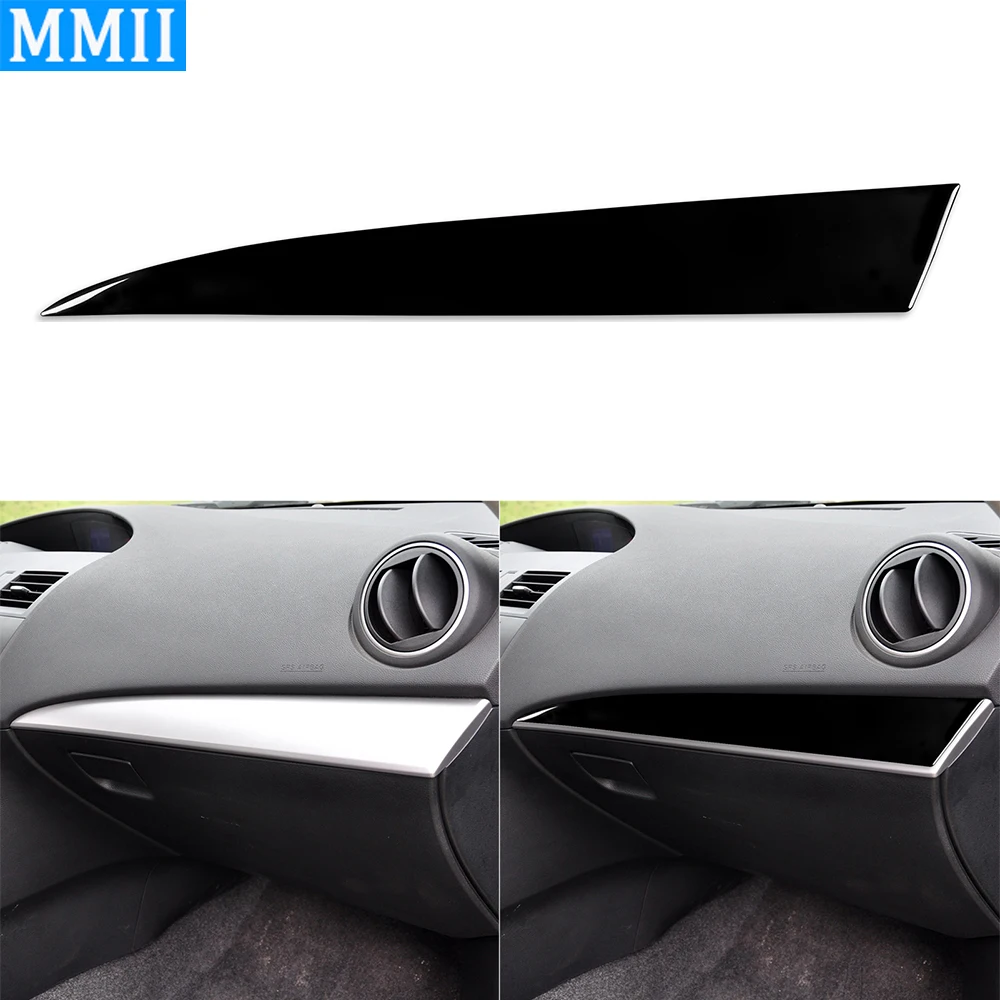 

Для Mazda 3 Axela 10-13 Mazdaspeed 3 Piano Black Co-пилотная перчатка Box, пластиковая пластина, декоративные полосы, наклейка для интерьера автомобиля