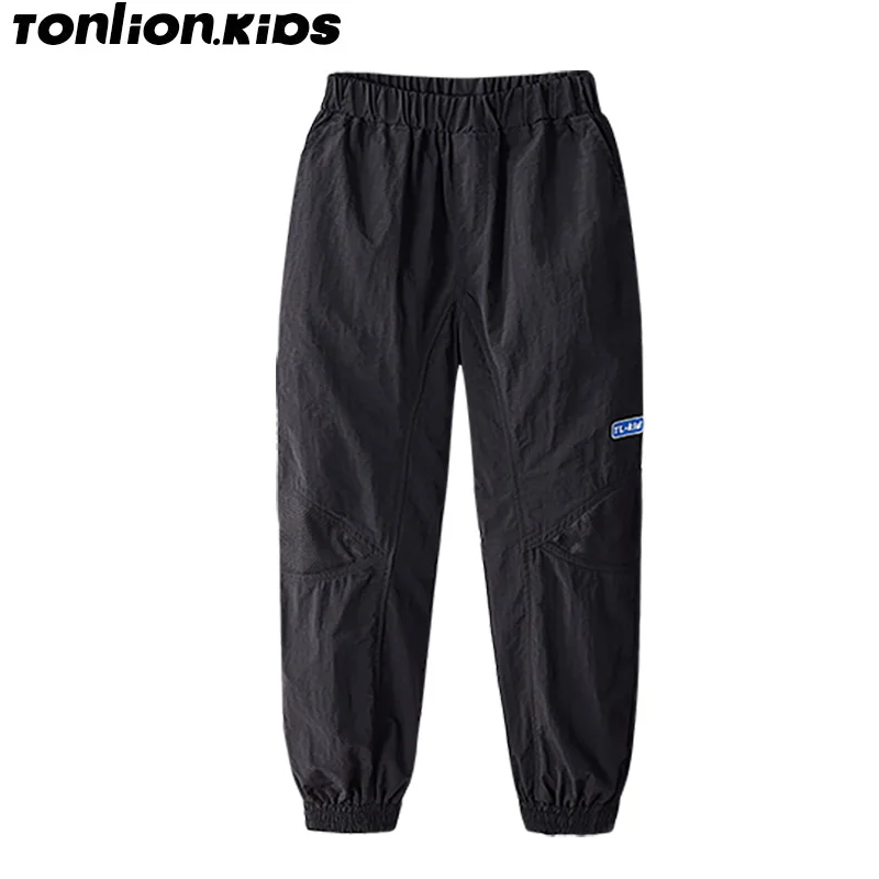 

TON LION KIDS All-match Black Sports Pants Spring and Autumn Fashion Casual Trend Boys Trousers 5-12 Years Old