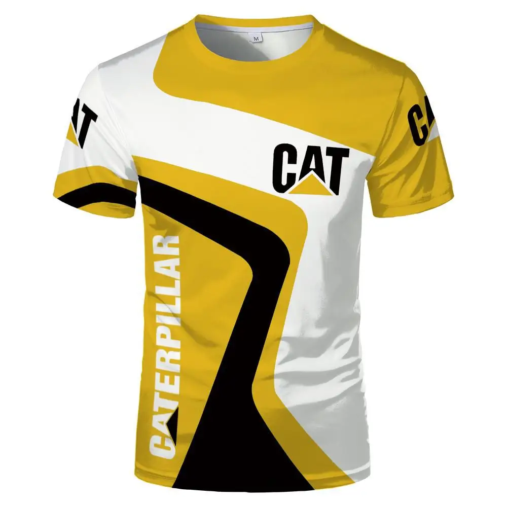 

Summer New Retro Men's and Women's T-shirt Black and White Stitching Print Yellow Funny Short-sleeved T-shirt