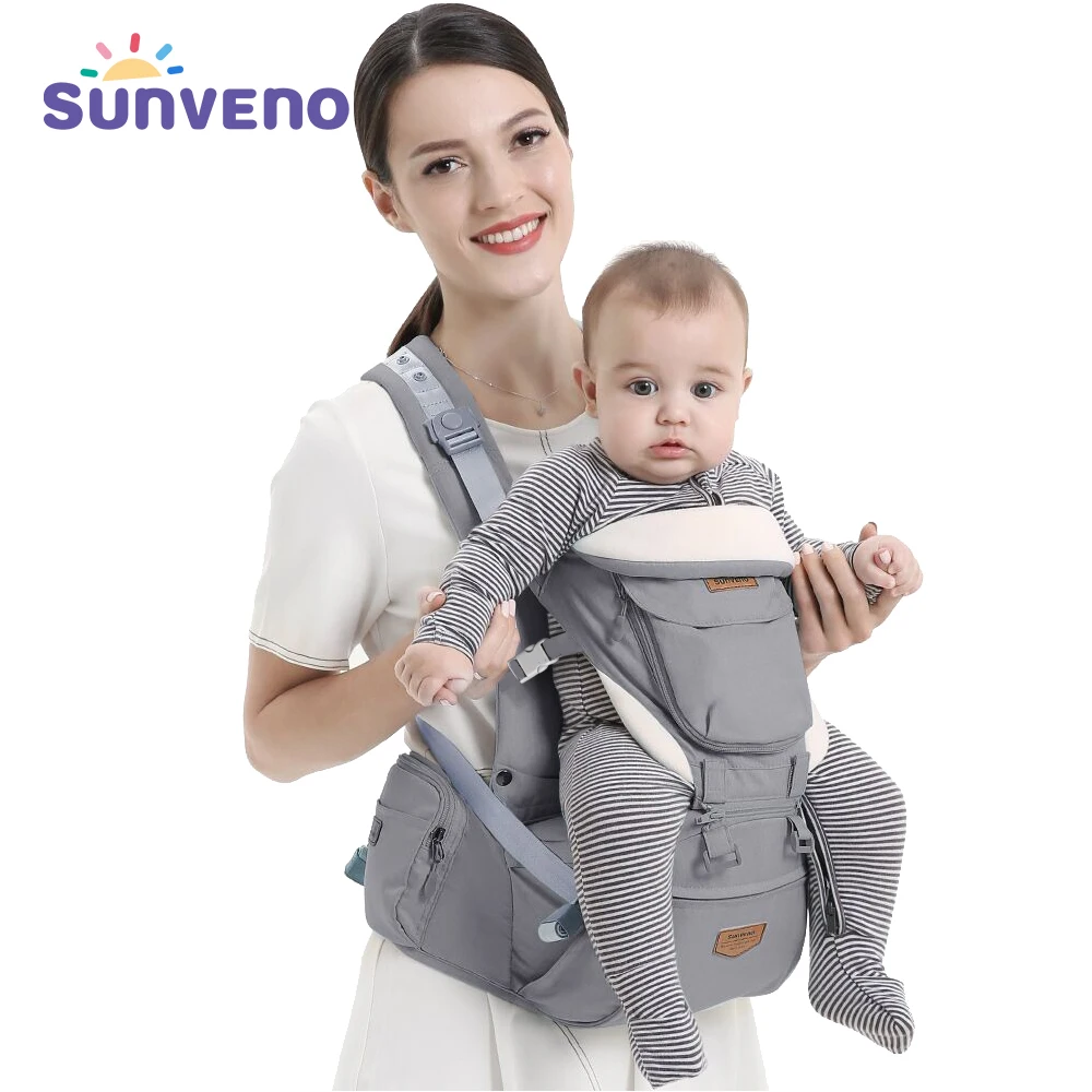 Sunveno Ergonomic Baby Carrier Baby Kangaroo Child Hip Seat Tool Baby Holder Sling Wrap Backpacks Baby Travel Activity Gear