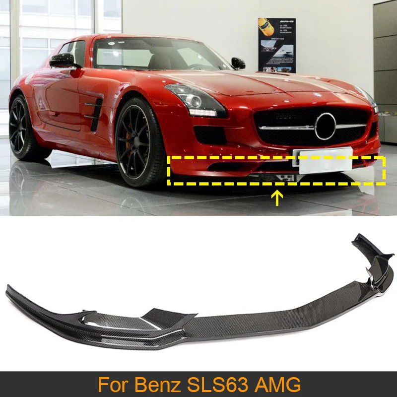 

Спойлер для переднего бампера из углеродного волокна для Mercedes-Benz класс SLS SLS63 AMG 2010-2013, передний спойлер для подбородка