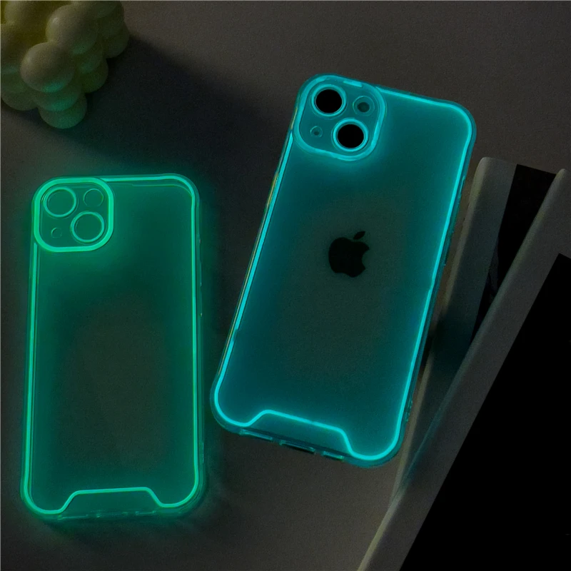Leefirst Night Light Luminous Transparent Phone Case for IPhone 14 13 12 11 Pro Max Plus XS XR X Clear Soft Silicone Back Cover