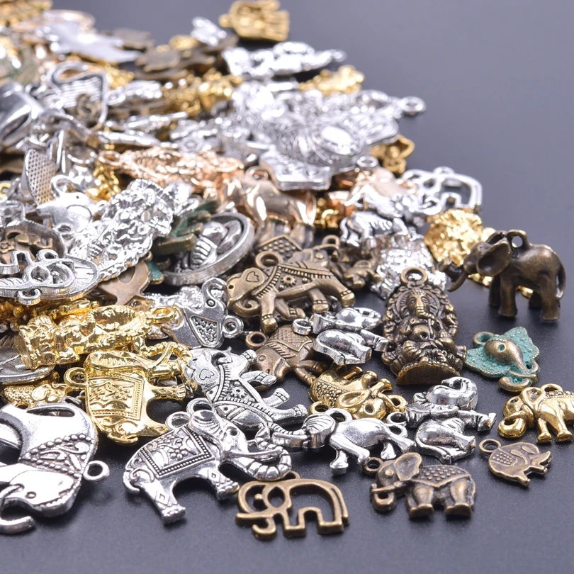 

20pcs Elephant Charms Series Tibetan Jewelry diy Making Findings Handmade Mixed Antique Bronze Golden/Silver Color Pendants M113