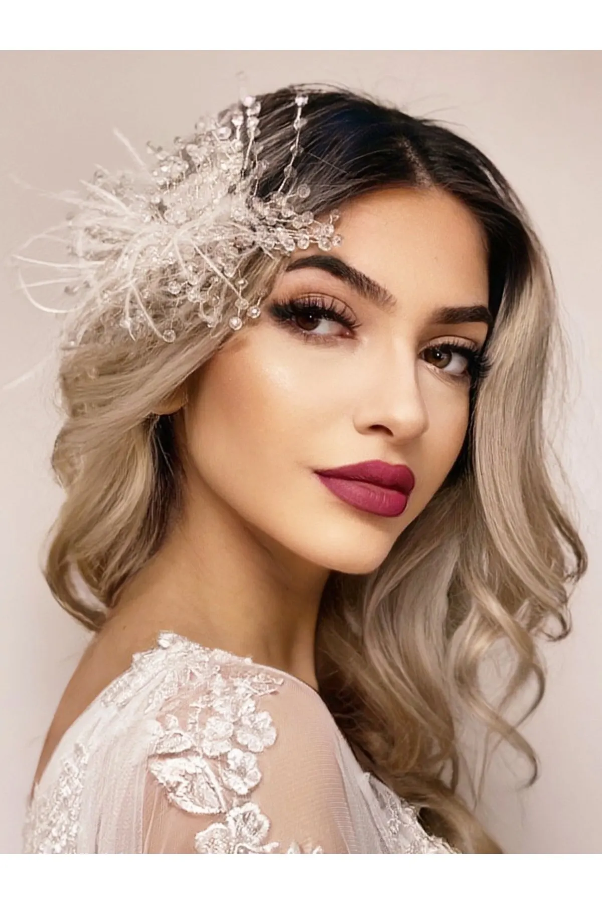 

Bridal Accessories Feathered Crystal Beaded Bridal Hair Accessory Wedding Handmade For Bride And Bridesmaids