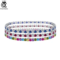 orsa jewels 925 sterling silver multi colors tennis bracelet for women 3mm cubic zirconia handmade chain bracelets jewelry sb139
