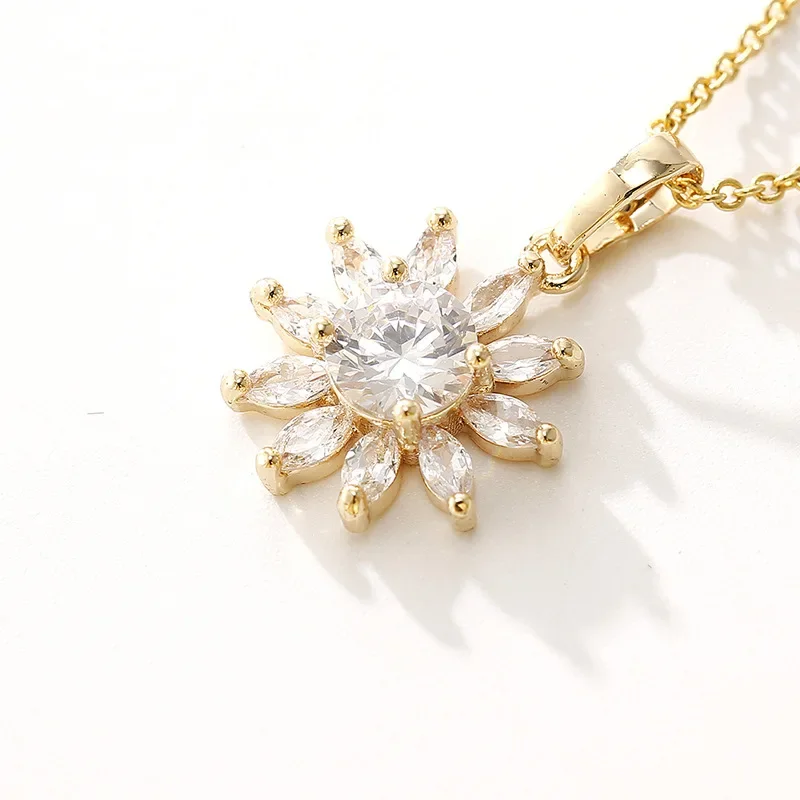 Лидер продаж роскошный кулон с цветком циркона легкий нишевый дизайн