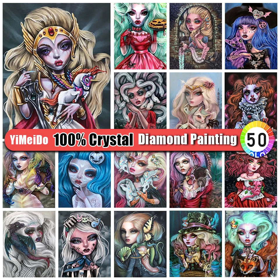 

YiMeiDo 100% Crystal Diamond Painting Cartoon Witch Diy Cross Stitch Embroidery Diamond Mosaic Set Girl Handmade Children's Gift