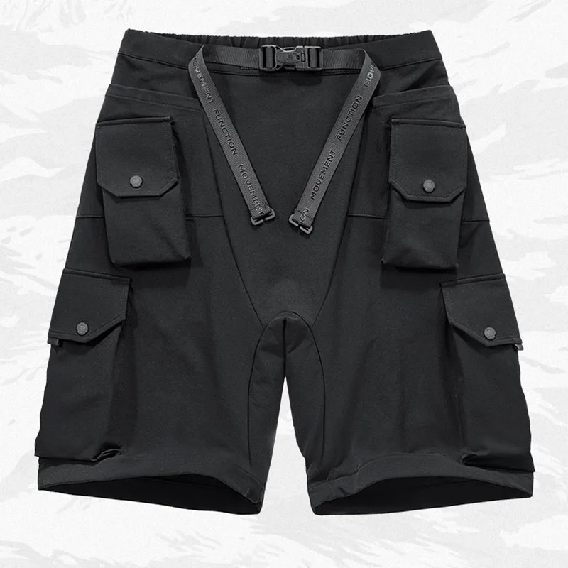 Streetwear Black Cargo Techwear Casual Shorts 2022 Summer Hip Hop Casual Short Pants For Male Multi Pockets